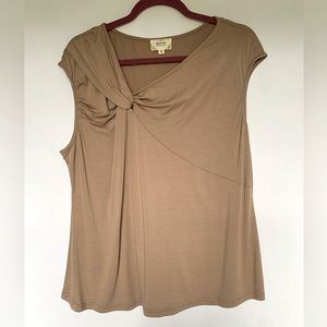 PERCH by Plu Pepper Knot Twist Tan Blouse 2XL